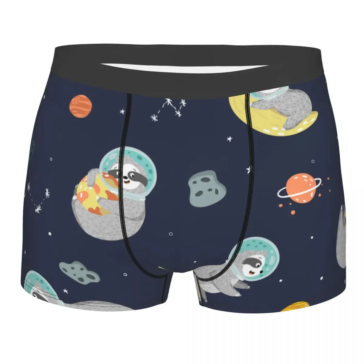 

Men's Panties Funny Sloth Astronaut Stars Planets Rockets Male Underpants Man Short Boxer Underwear