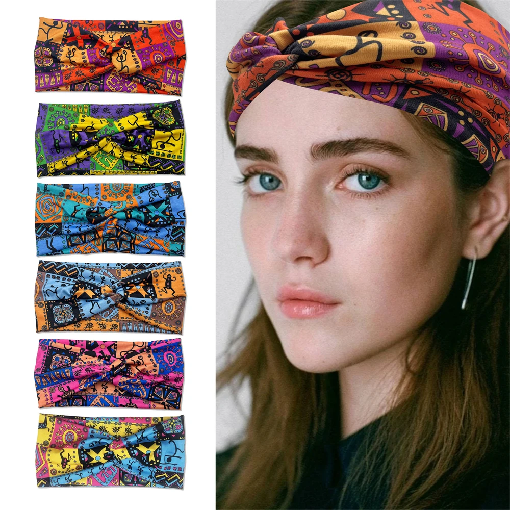 

Модные широкие повязки для волос с принтом, винтажный тюрбан, повязка на голову для йоги, повязки на голову для девушек, обруч для волос для макияжа, аксессуары для женщин