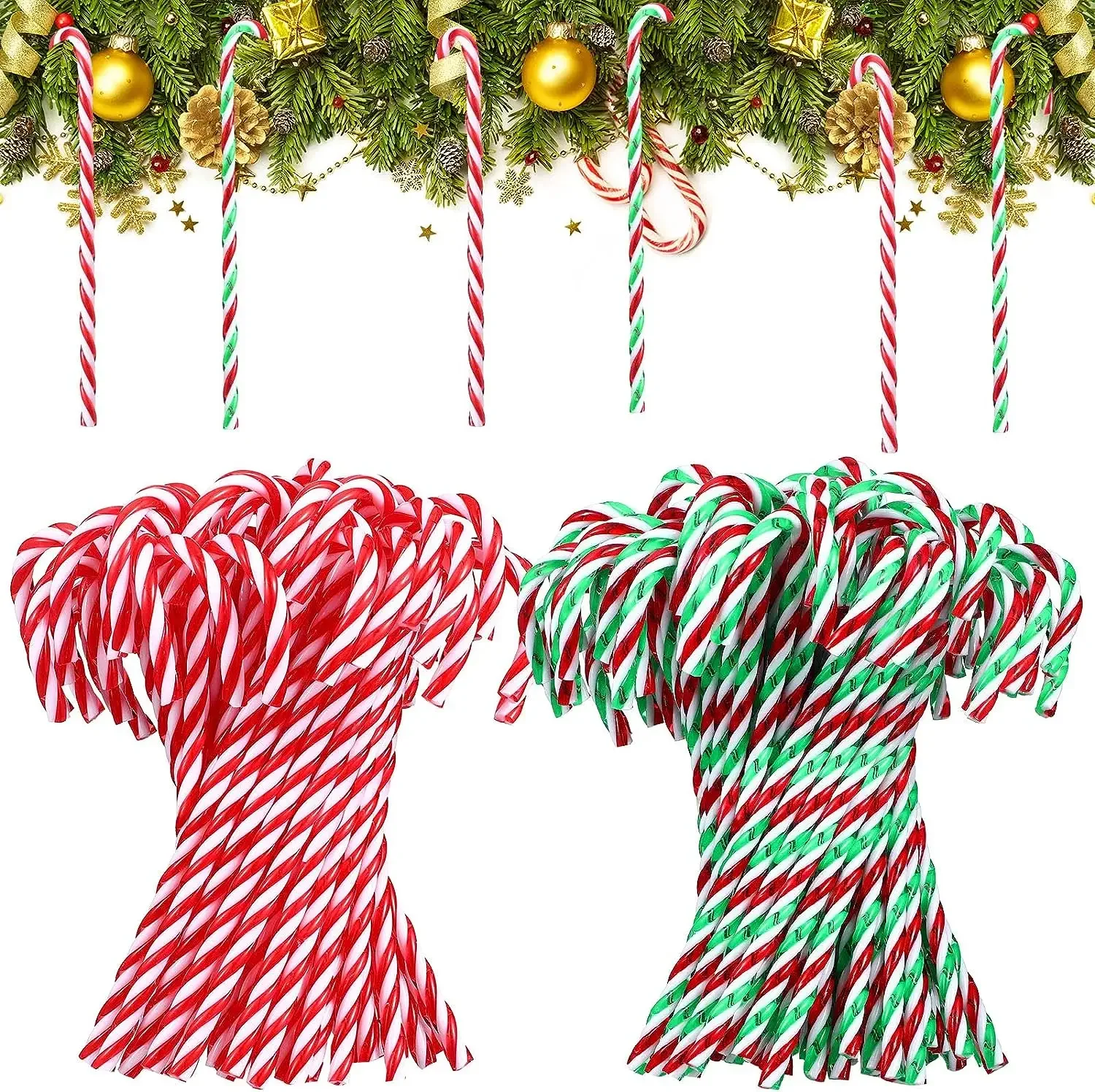 6 шт., рождественский пластиковый орнамент из конфетной трости, витой ...