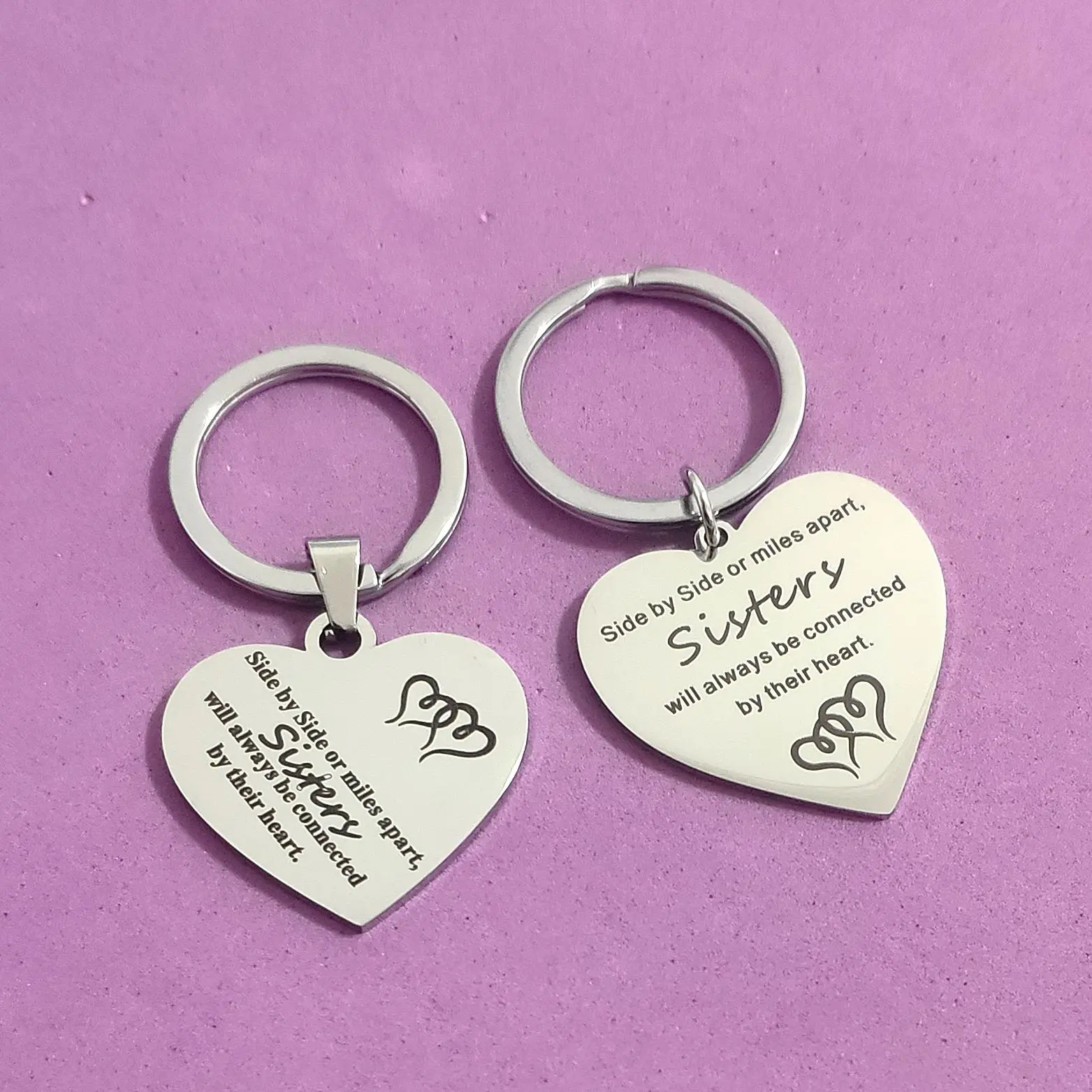 

Ornaments Heart Shape Keyring Graduation Keychain for Car Keys Birthday Best Friend Gift Anniversary Sistery Stainless Steel