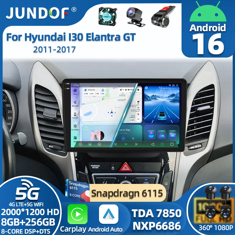 Фото Android 16 для Hyundai I30 Elantra GT 2012 2013 2014 2015 2016, автомобильный радиоприемник Android 10 Auto Carplay, GPS-навигация без DVD-плеера №1
