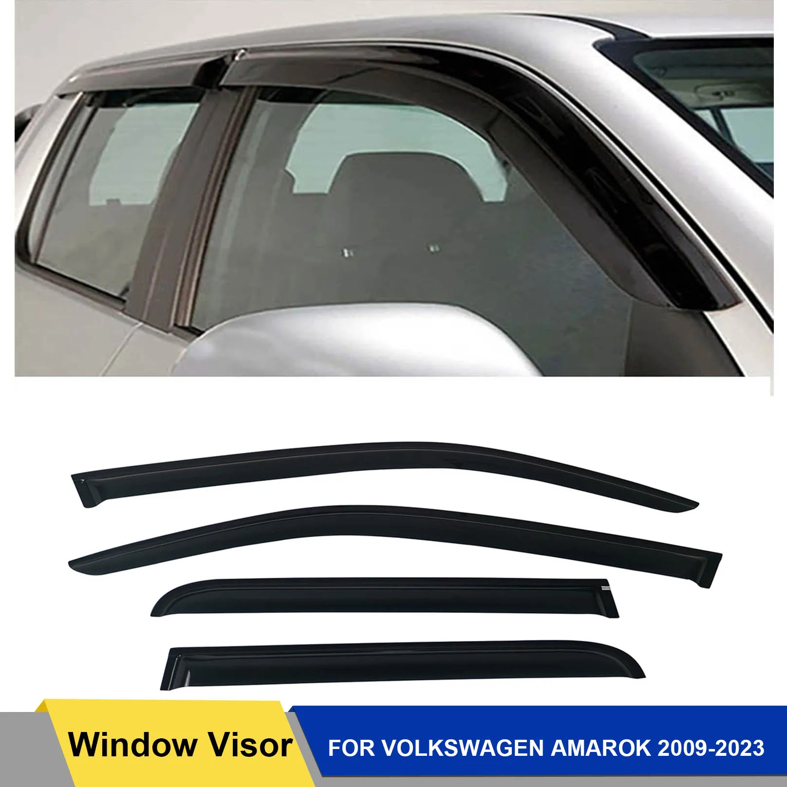 Weathershields Door Visor for Volkswagen Vw Amarok 2009 2010 2011 2012 2013 2014 2015 2016 2017 2018 2019 2020 2021 2022 2023