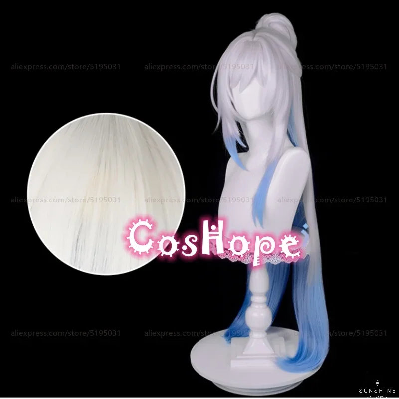 Парик для косплея Цзин Лю длинный парик 96 см серебристый белый синий градиентный