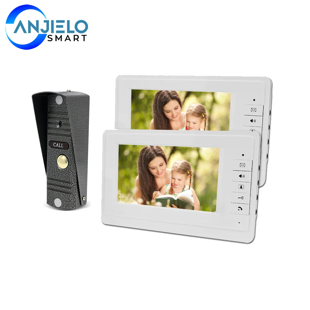 AnjieloSmart 7'' Color Wired Video Door Phone Intercom System Indoor Monitor Doorbell Camera IR Night Vision for Home Security
