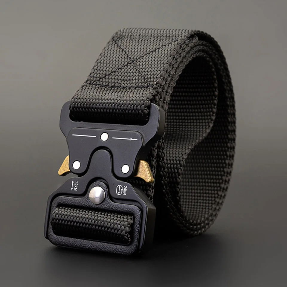 

3.8cm Nylon Braided Belt Casual High Quality Design Men Multifunctional Outdoor Military Training Quick Release Belt Black 2127S