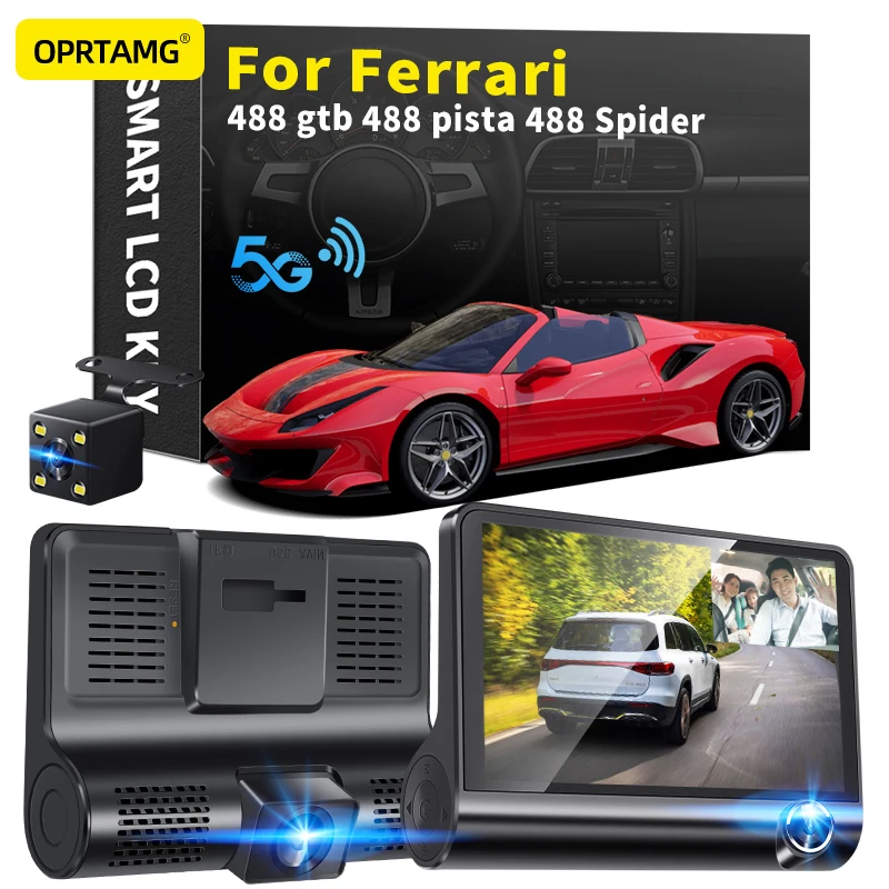 

OPRTAMG dashcam Car DVR 3 Cameras Lens 4.0 Inch 1080P Dash Cam For Ferrari 488 gtb 488 pista 488 Spider 1994 1996 2000 2001-2022