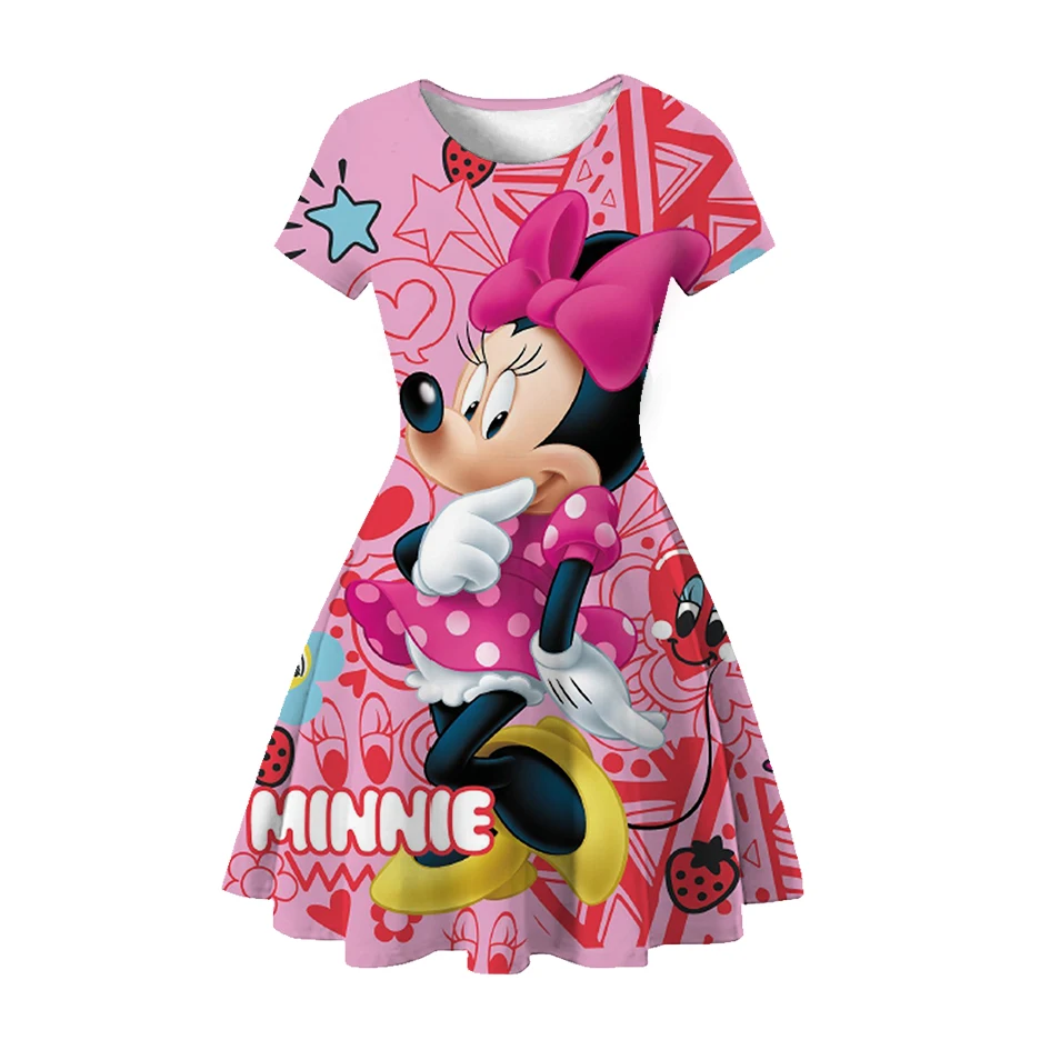 

Disney Girls Minnie Mouse 3D Print Children Casual Dress Cute Birthday Party Summer Comfort Princess Dress For Baby Nightdress