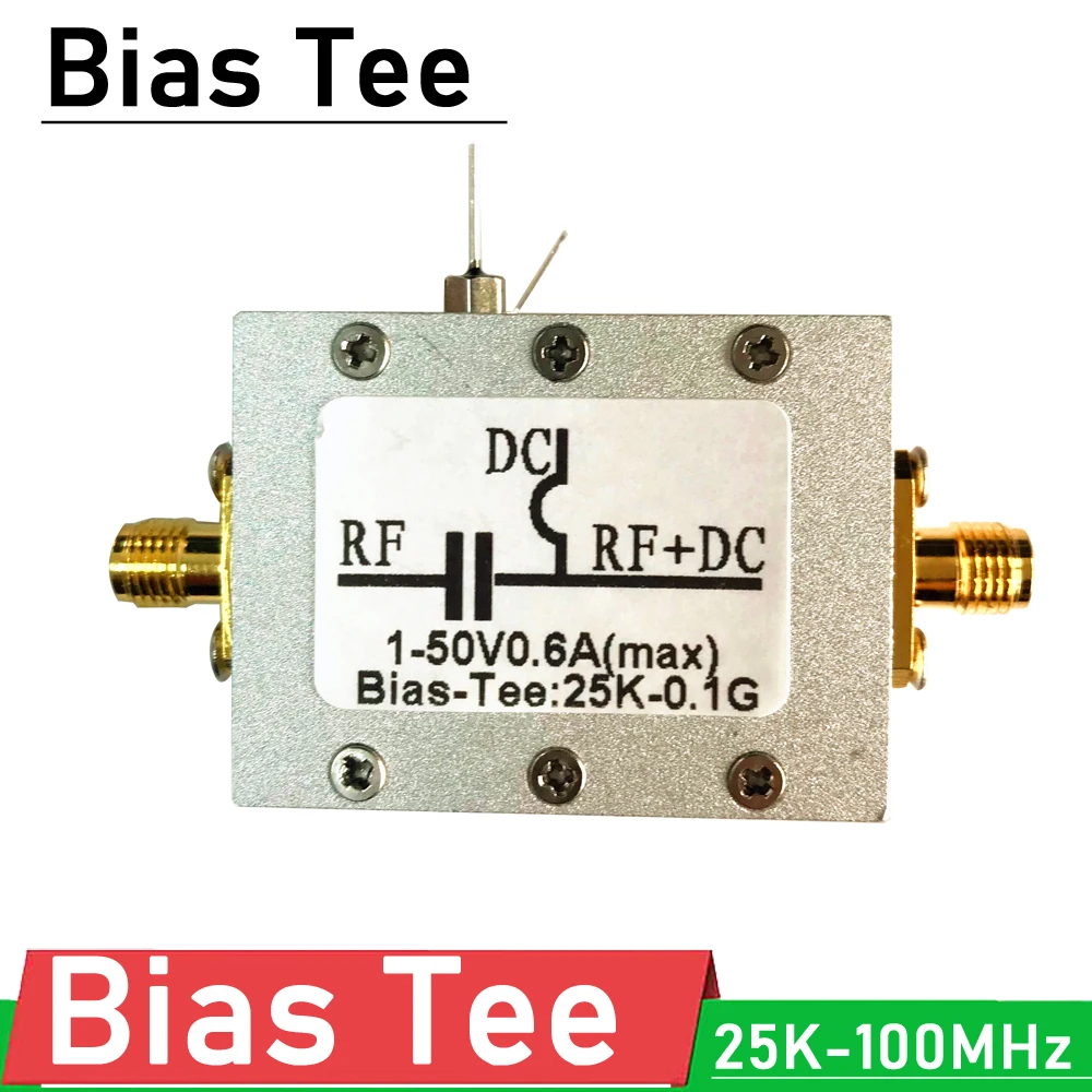 

DYKB Bias Tee 25K-100MHz RF Biaser DC blocker Coaxial feed 1-50V BiasTee AM HF HAM radio RTL SDR Receiver Low Noise Amplifier