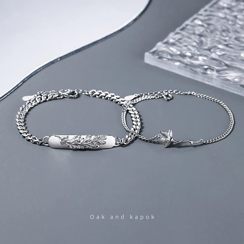 

Новые парные серебряные индивидуальные дубовые деревянные хлопковые браслеты модные трендовые на большие расстояния Любовь ювелирные изд...