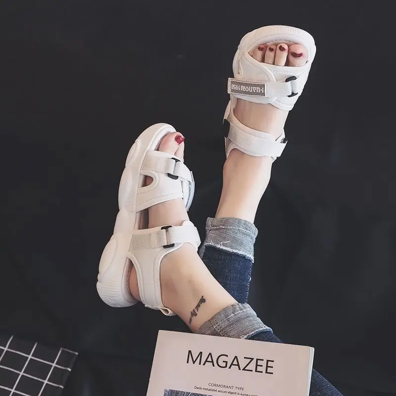 Girls' Sandals 23 New Summer Sports Sandals Big Children Flat Bottom Fashion Soft Sole Beach Shoes Princess Student Shoes