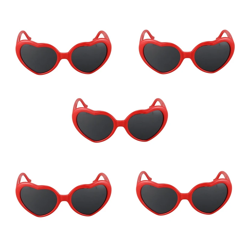 

5X Fashion Cute Retro Love Heart Shape Lolita Sunglasses Fancy Dress Party HOT - Red