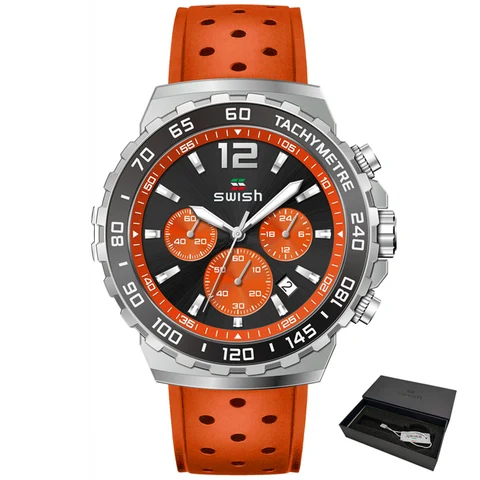 Часы наручные SWISH Мужские кварцевые с хронографом, модные роскошные спортивные деловые водонепроницаемые с силиконовым ремешком