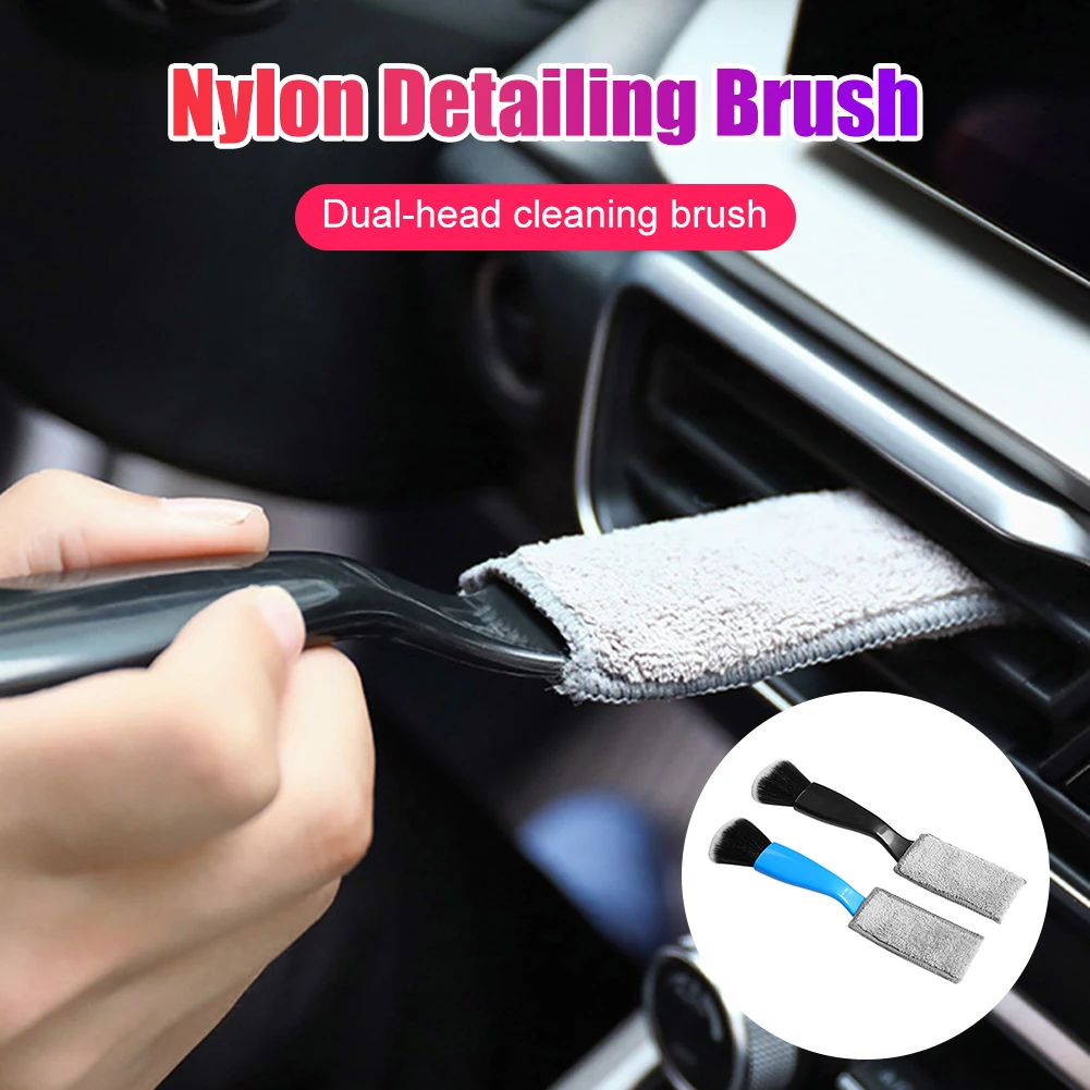 

Car Detailing Brush Dual-Head Cleaning Brush Auto Cleaning Kit Tool For Wheel Air Vents Interior Exterior Leather Car Cleaner