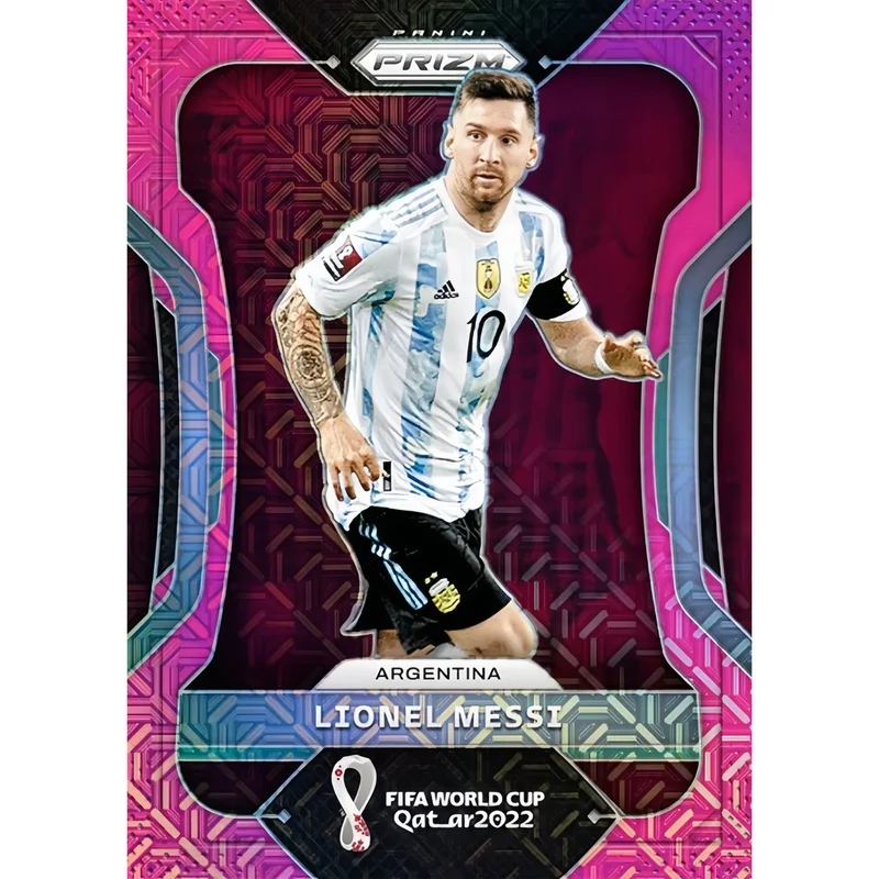 Фото Самодельная коллекционная карточка по футболу Panini FIFA World Cup Kabum с рисунком тигра Месси, Месси с эффектом дробленого льда, коллекция Месси. №4
