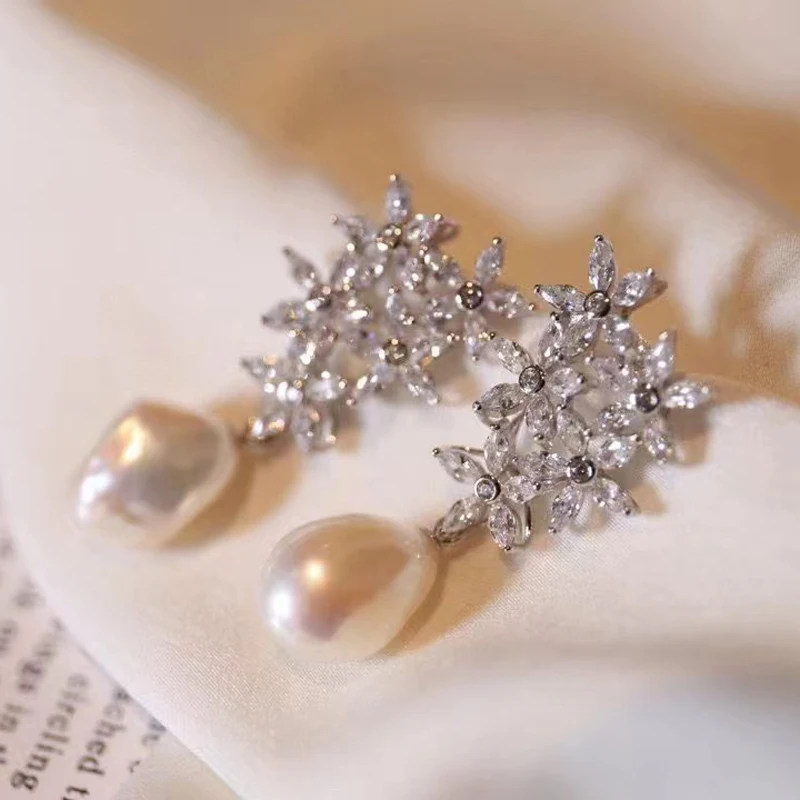 Серьги с натуральным пресноводным жемчугом в стиле барокко для женщин ювелирные