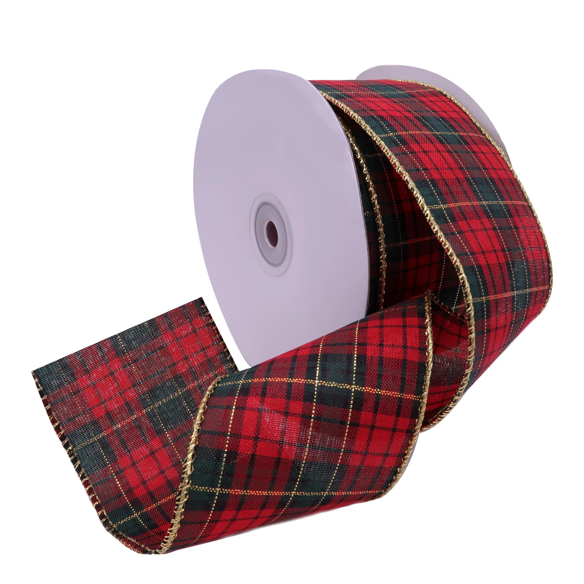 

25 Yards/Roll 63mm Red Plaid Wired Edge Ribbon Christmas Ribbons for Home Decor Gift Wrap Floral Arrangements DIY Crafts 2287