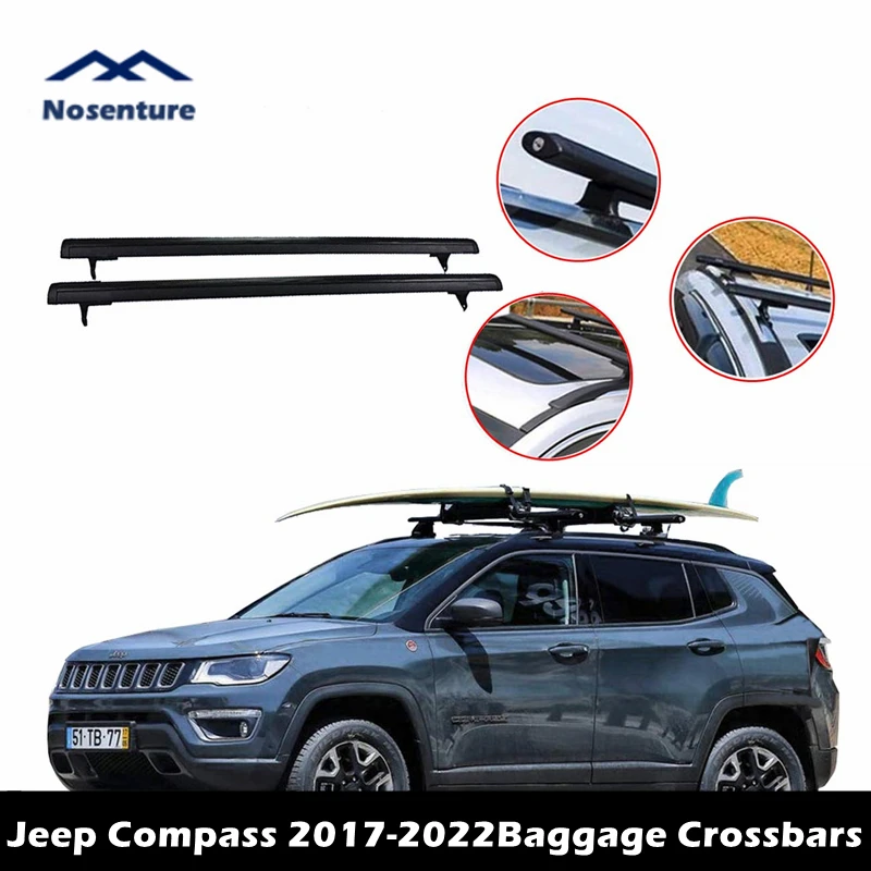 

Roof Rack Crossbars Roof Rail Cross Bars Compatible with Compass 2017-2022 Rooftop Side Rails Cargo Bag Kayak Luggage Carriers
