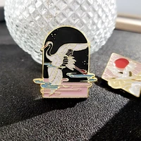 cartoon enamel pin crane friends whale womens brooch lapel pins badges new year gift christmas jewelry fashion accessories