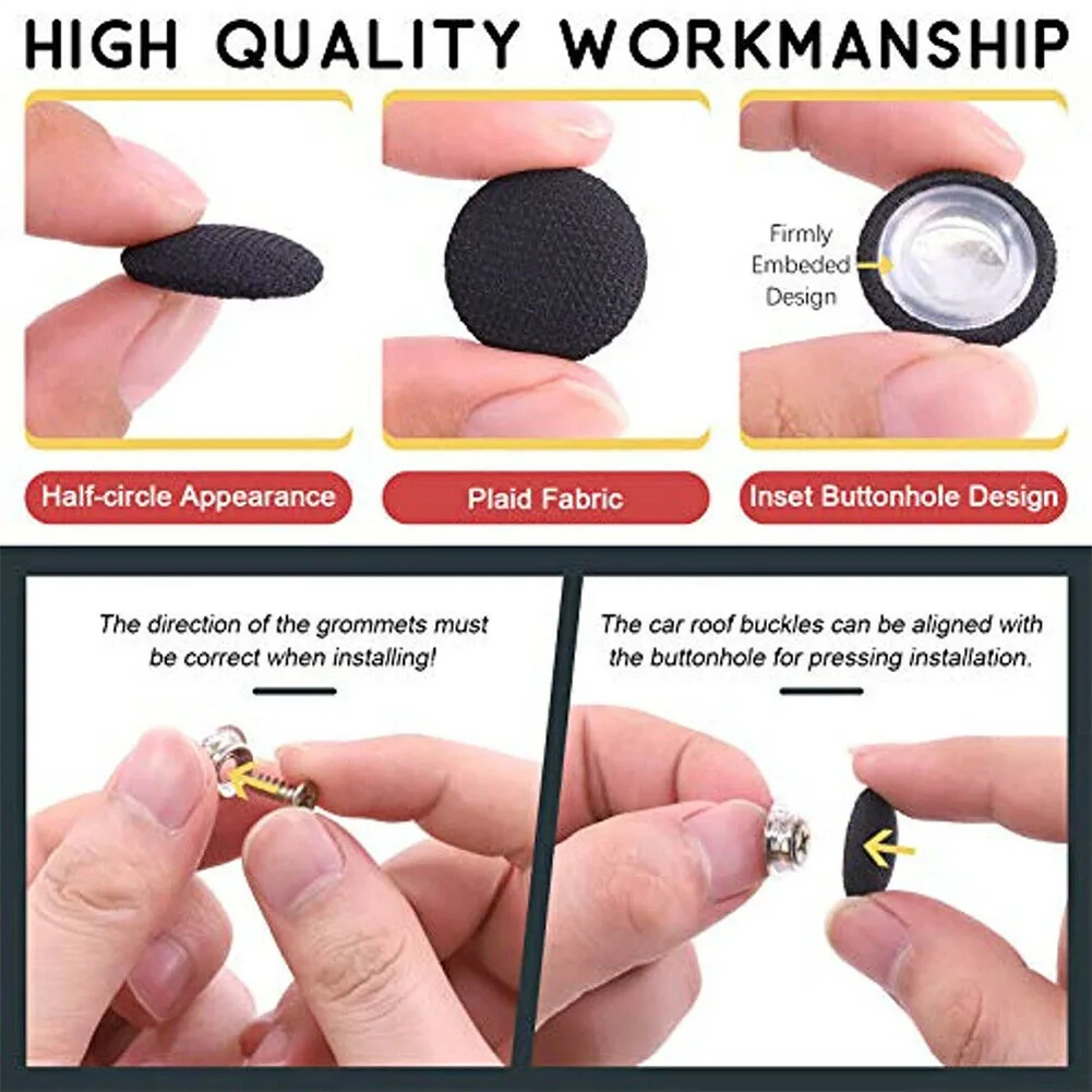 

Brand New Car Roof Buckle Snap Rivets Set With Screws 0.55*0.26 Inch 60Pcs