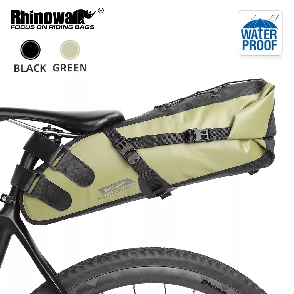 Rhinowalk Bike Waterproof Bicycle Saddle Bag Reflective Large Capacity Foldable Tail Rear Bag Cycling MTB Trunk Pannier Black