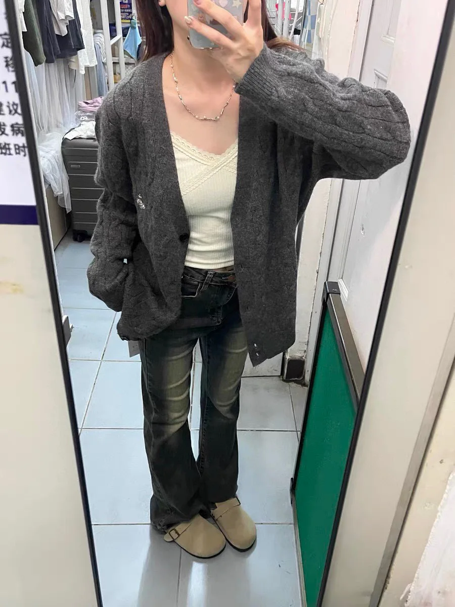 Женский кашемировый кардиган с V-образным вырезом