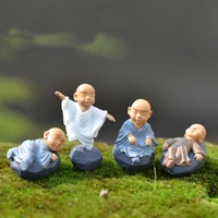 4pcs cartoon little monk decoration accessories kawaii chinese buddhist monks miniature bonsai garden furniture resin craft