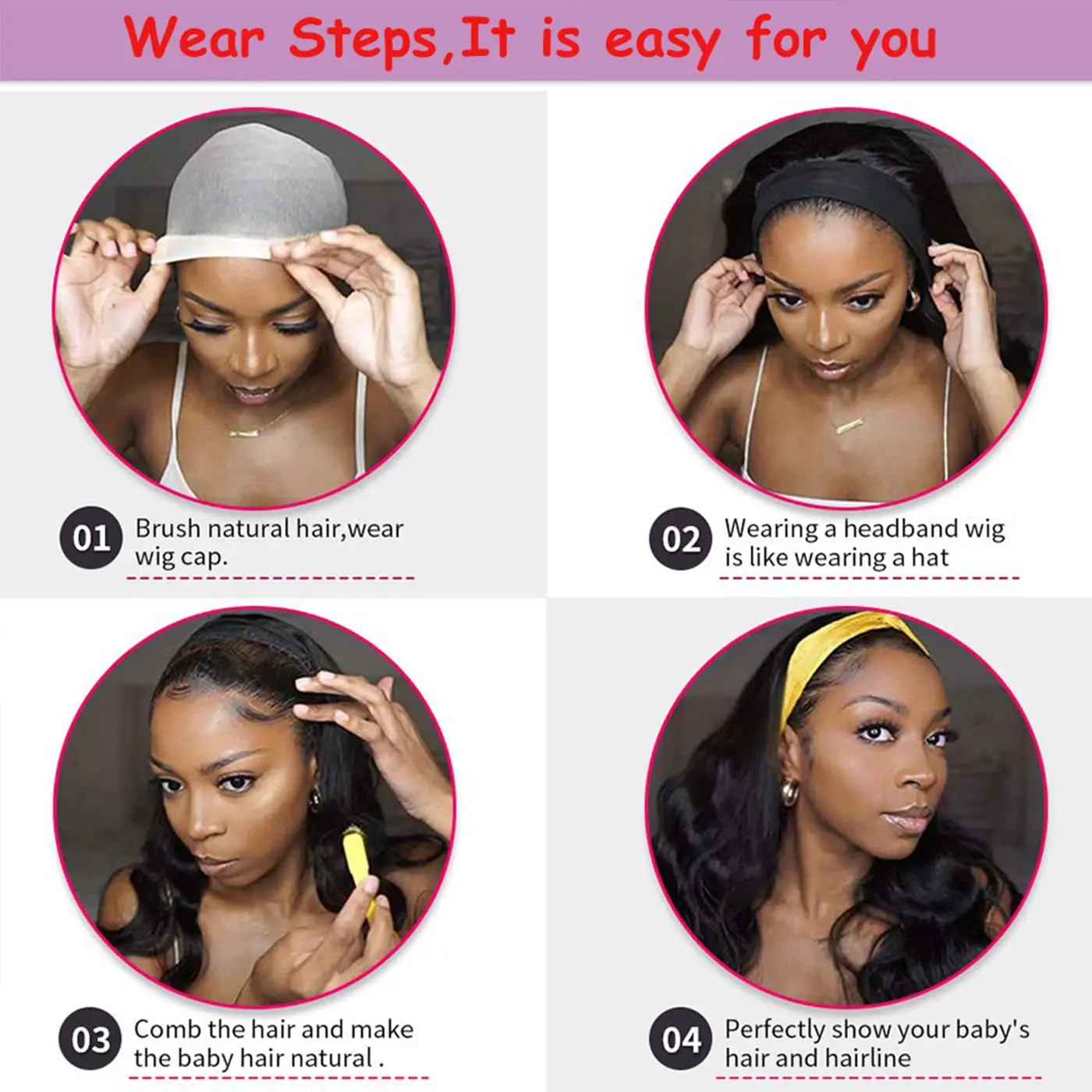AISI BEAUTY Synthetic Headband Wig Long Body Wave Highlight Wig for Black Women Mixed Ombre Honey Blonde Daily Party Cosplay Wig