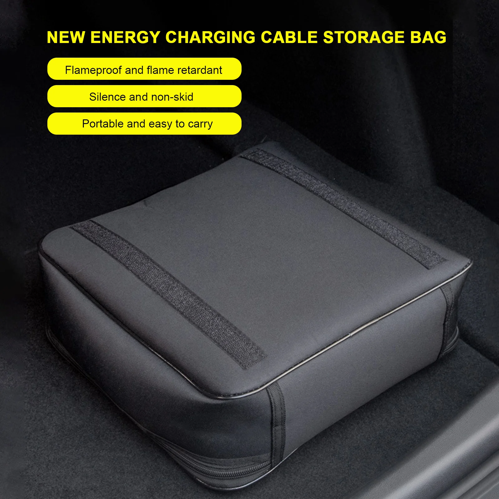 

Car Charging Cable Storage Bag Square/Round Car Battery Jumper Cable Bag Large Capacity EV Charging Jumper Cables Organizer