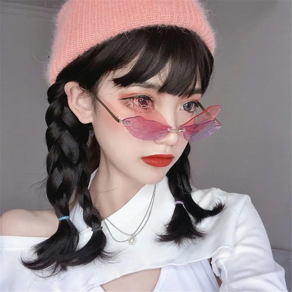 

New Fashion Sun Glasses Gradient Lens UV 400 Women Butterfly Sunglasses Shades Street Eyewear Rimless Sunglasses