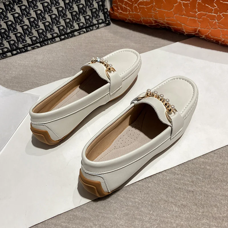 Ranbetty Women's Cow Leather Casual Penny Loafers Ladies Moccasins Soft Casual Walking Driving Comfort Slip-On Fashion Boat Shoe