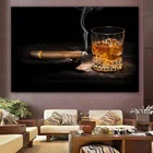 Постер с принтом виски в скандинавском стиле для сигар, черная настенная Картина на холсте, домашний декор для гостиной