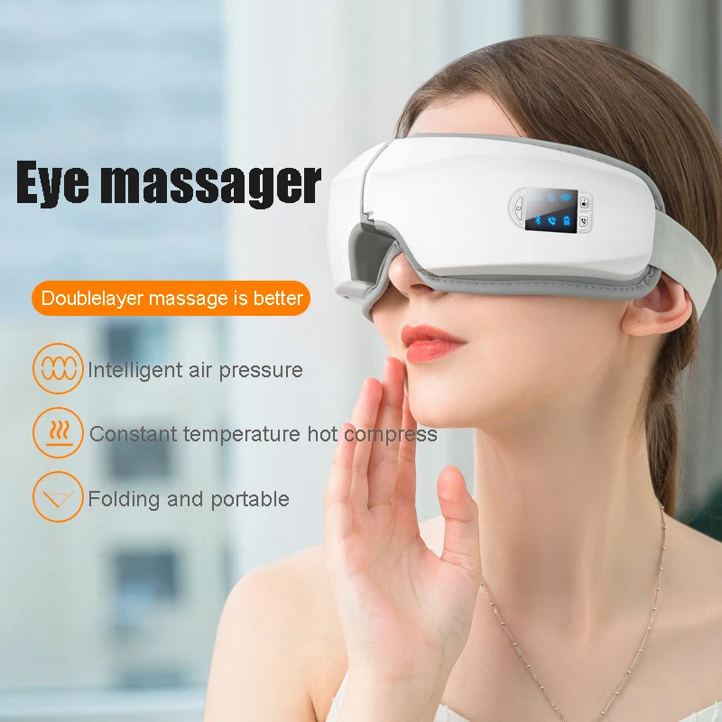 

Smart Airbag Vibration Eye Massager Pressure Therapy Eye Care Instrument Electric Bluetooth Fatigue Relieve Pulse Relax Massager