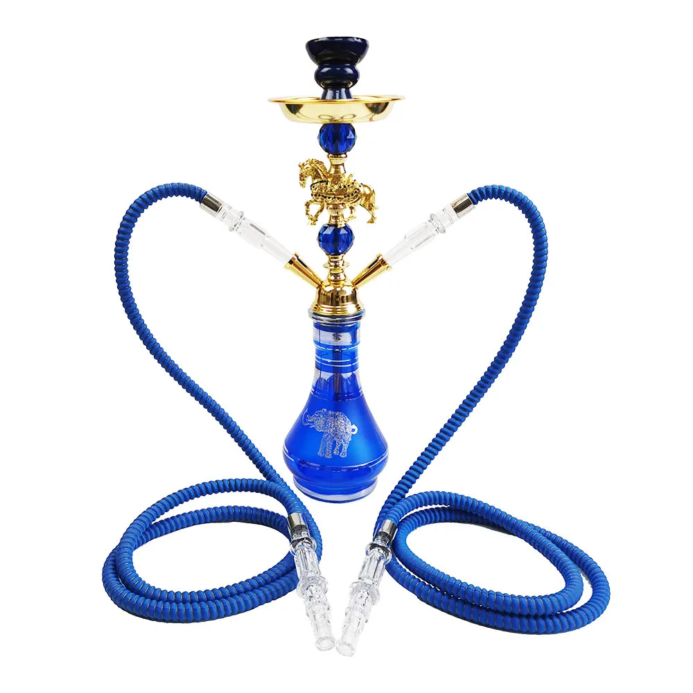 

Portable Hookah Complete Set 2 Hose with Hookah Accessories Shisha Kit with Stable Glass Tank Acrylic+PVC Hookah Hose