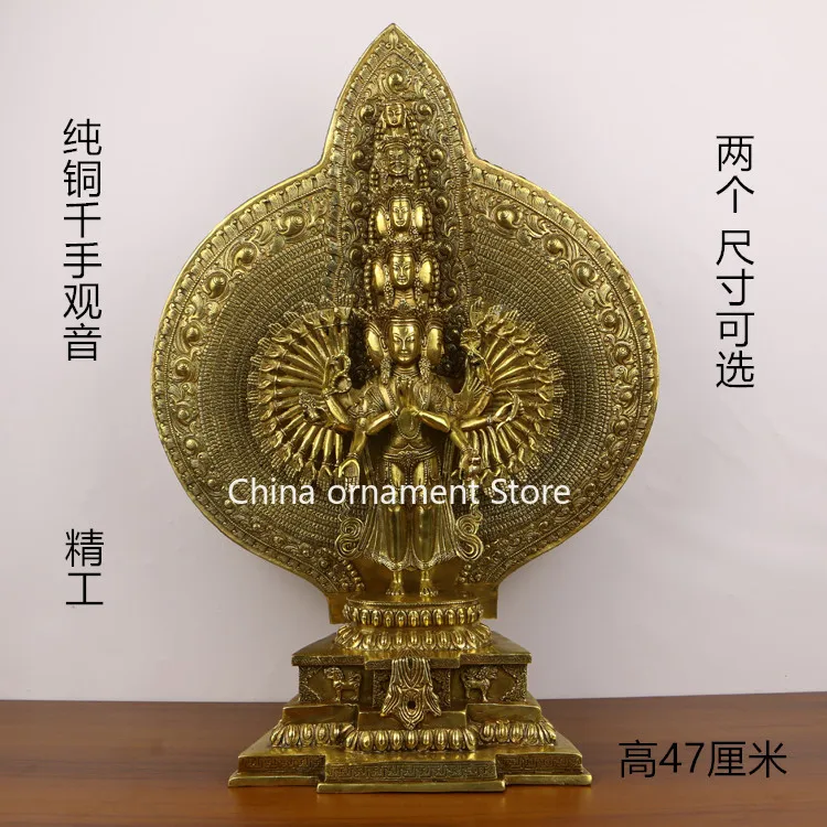 Чистая медь ручная работа тысяча рук Гуаньинь Непал тибетская тантра статуя