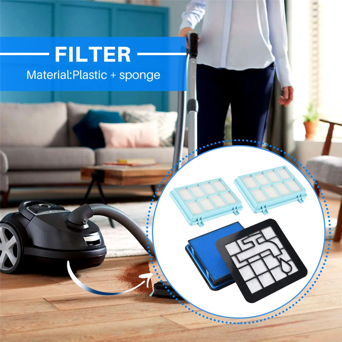 Набор из 2 фильтров для компактных пылесосов FC9331 FC9332 FC8010