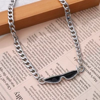 retro portrait exaggerated thick chain necklace double layer cool chain hip hop necklace short clavicle chain accessories