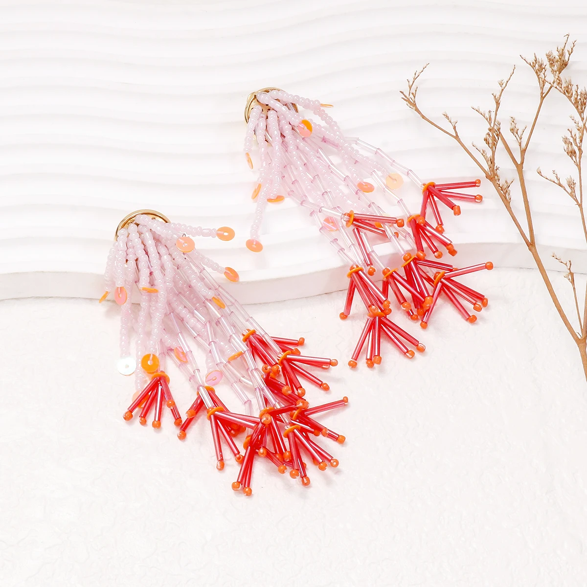 Серьги-Подвески ручной работы богемные винтажные эффектные украшения в