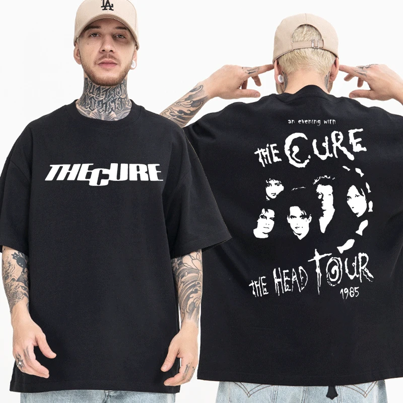 British Rock Band The Cure T Shirt The Head Tour Concert Graphics T-shirts Men Vintage Punk Gothic Short Sleeve T-shirt Cotton
