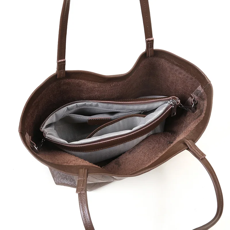 The First Layer Cowhide Women's Bag 2023 Large Capacity Leather Women's Bag Single Shoulder Cross-body Purses Amd Handbags