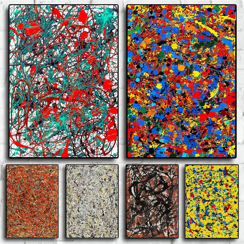 

Abstract Jackson Pollock Famous Artwork Posters and Print Graffiti Canvas Painting Wall Art Pictures For Living Room Home Decor