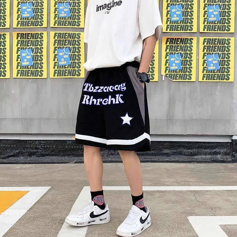 

Basketball Shorts Harajuku 2022 Summer New Gym Men Women Letter Print Baseball Shorts Vintage Casual Jogger Pants Pocket Loose
