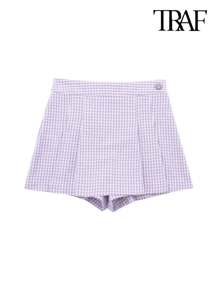 

Женские твидовые юбки с завышенной талией и молнией спереди