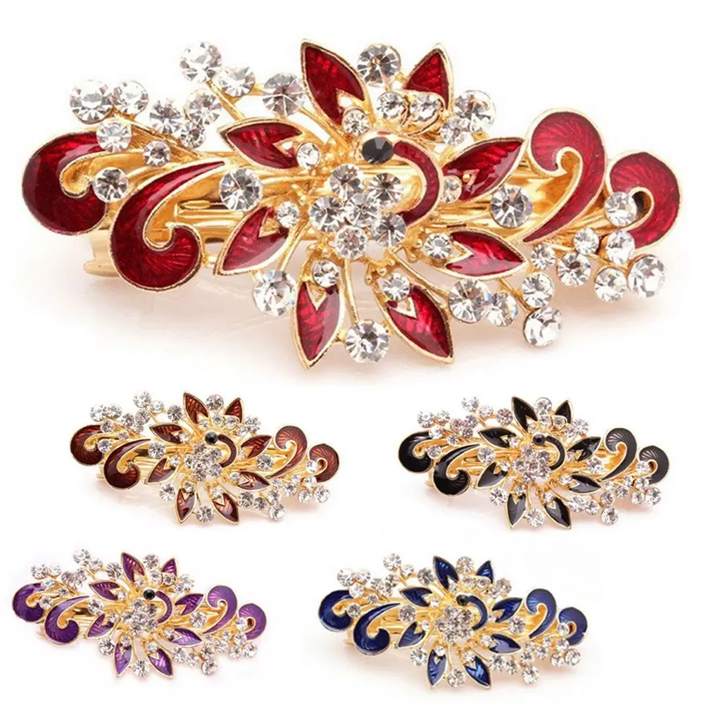 

Women Colorful Peacock Hairpin Shinning Crystal Hair Clip Glitter Rhinestones Barrette Hair Jewelry Headwear Hair Accessories