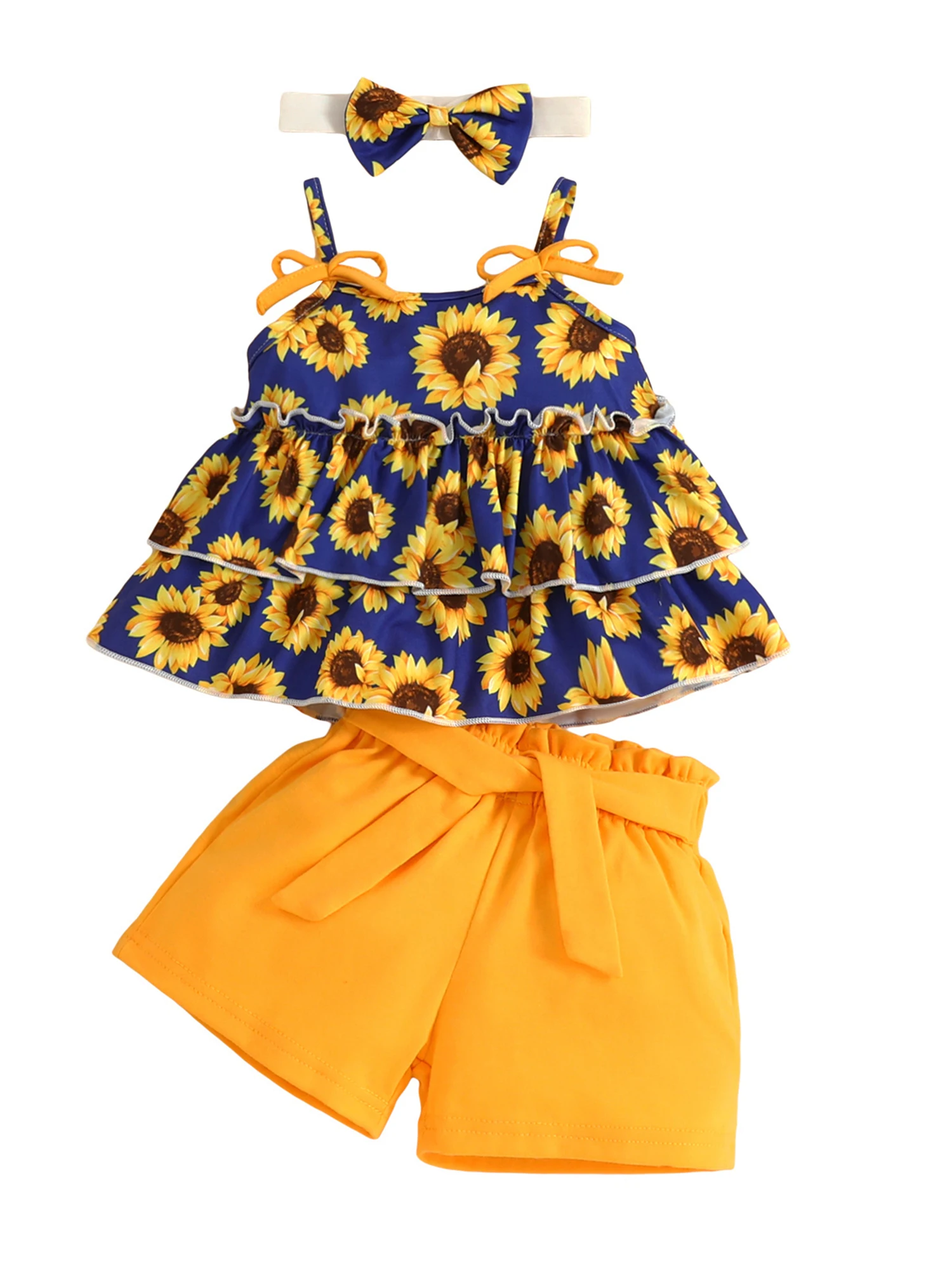 

3 шт./комплект, однотонные шорты с поясом и бантом на голову