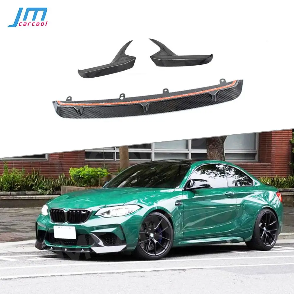 

Carbon Fiber Material Front Bumper Lip Chin Spoiler With Canards For BMW 2 Series F87 M2 M2C Competition 2018-2020