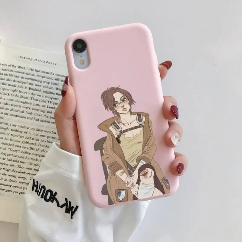 

FHNBLJ Anime attack on Titan Hange Zoe Phone Case Soft Solid Color for iPhone 11 12 13 mini pro XS MAX 8 7 6 6S Plus X XR