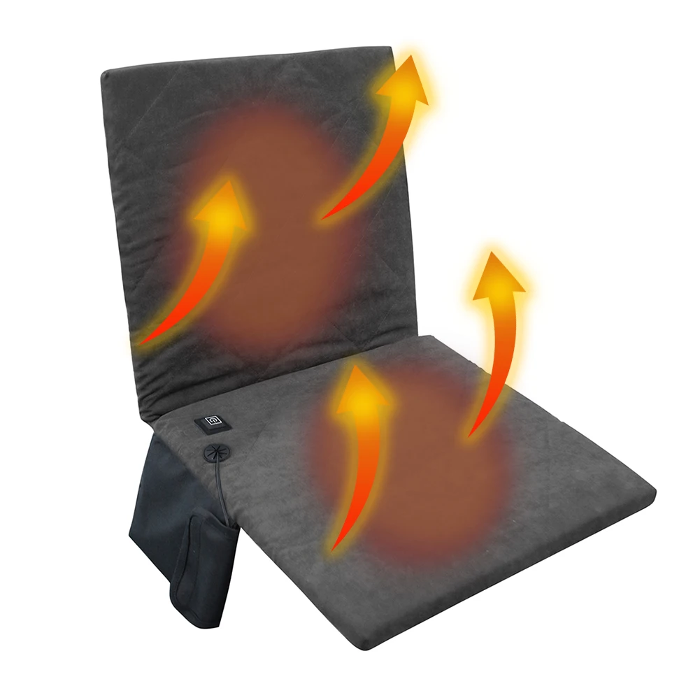 

Stadium Heated Seat Cushion For Bleacher Fishing With Backrest USB Powered Soft Solid Winter Camping Chair Outdoor 3 Modes Home