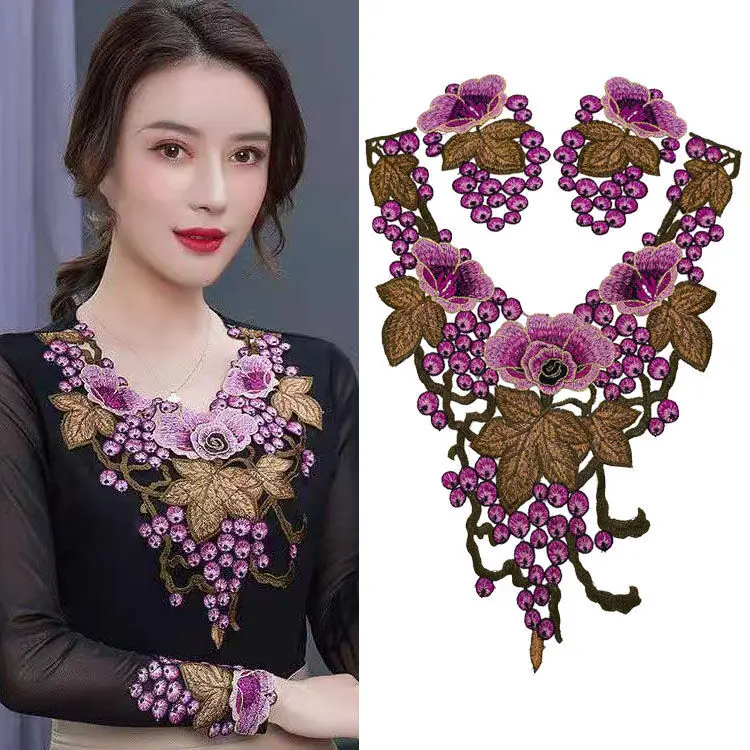 

Вышивка кружева трехмерные цветы кружевная лента воротник рукава Одежда Сделай Сам Рукоделие Швейные аксессуары