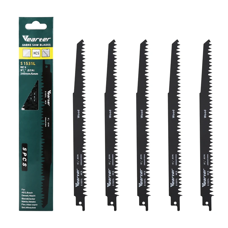 5 шт./комплект Сабельная пила S1531L 5TPI HCS 240 мм