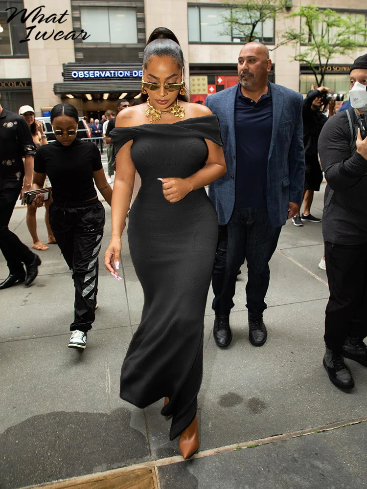 

Женское вечернее платье Whatiwear, однотонное платье до середины икры, модельная модель без бретелек, пикантная модная удобная классическая мод...